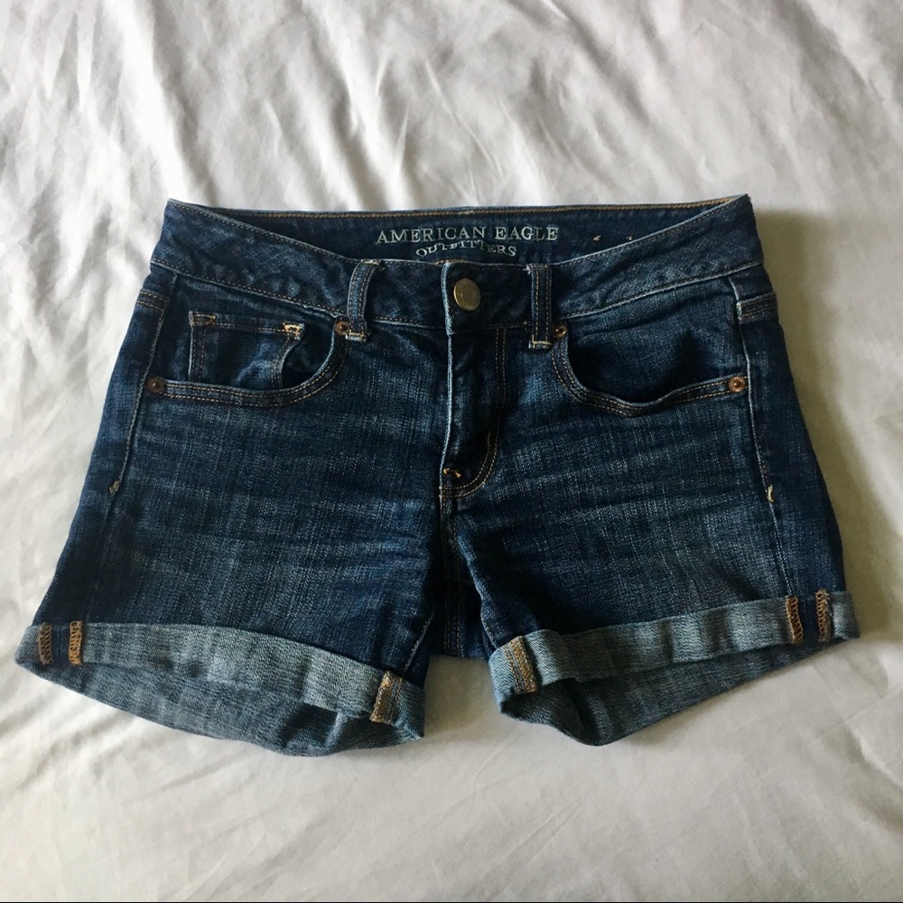 American Eagle Midi dark denim shorts